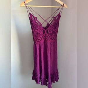 Free People Purple Lace Mini Dress